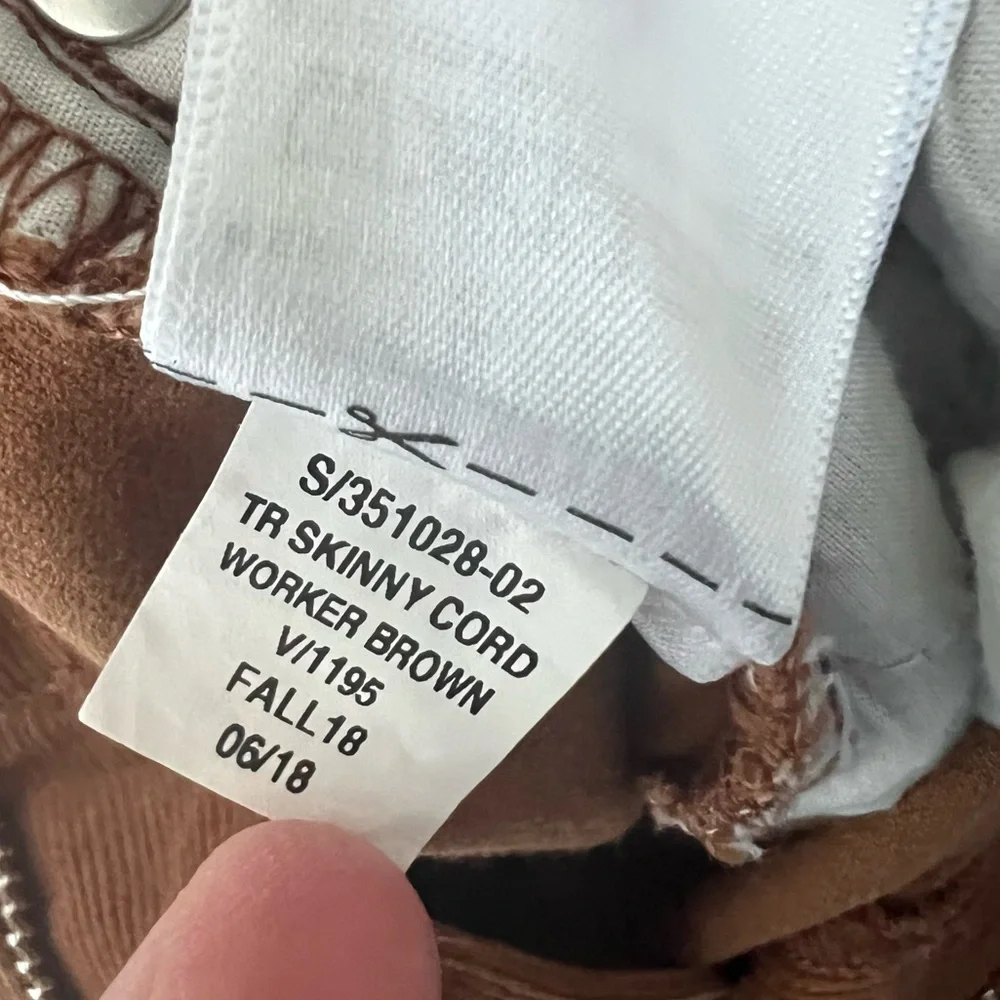 Gap True Skinny Corduroy Pants with Stretch in Worker Brown 30 10 - Picture 9 of 9